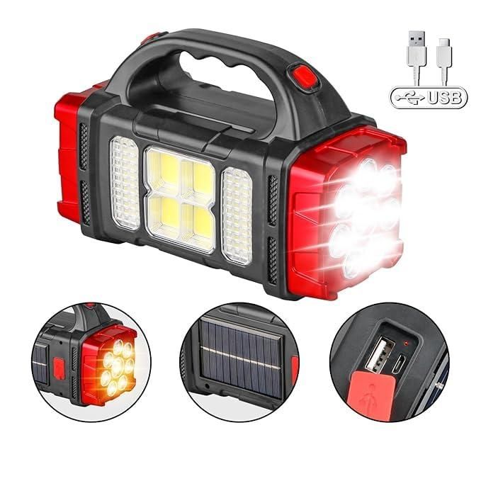 4-in-1 Solar Emergency Light with Power Bank & USB Charging
