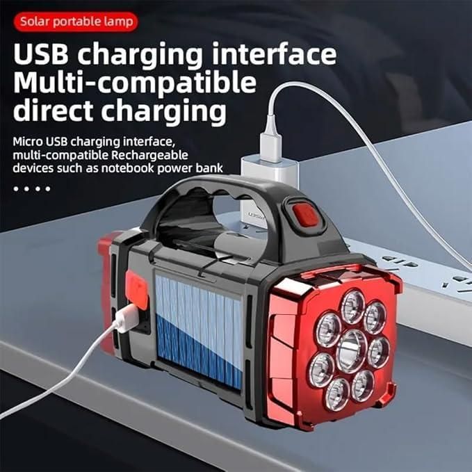 4-in-1 Solar Emergency Light with Power Bank & USB Charging