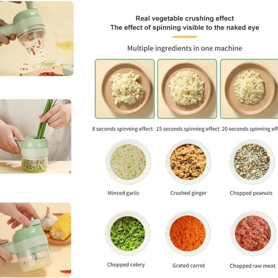 4-in-1 Portable Electric Vegetable Cutter Set